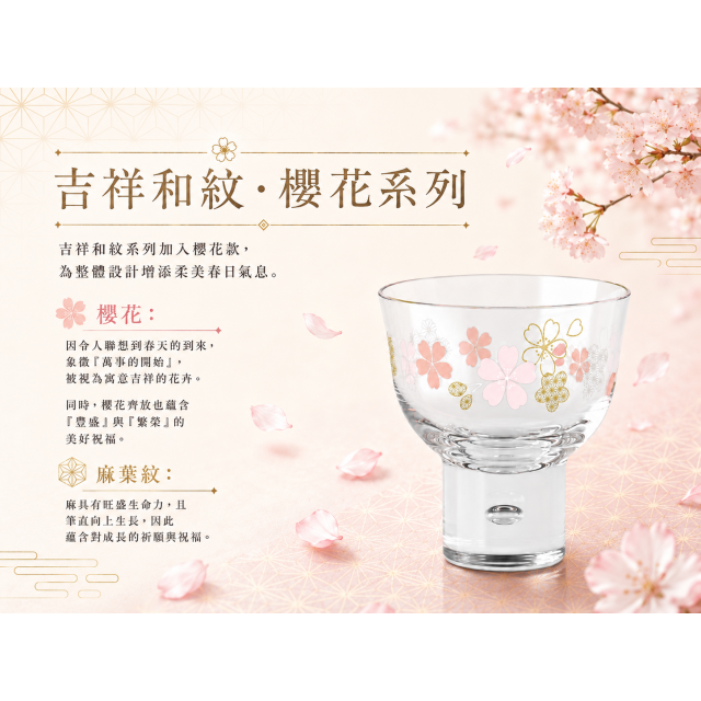 【TOYO-SASAKI】130cc和紋系列酒杯(櫻花) 07600-J423 / 東洋佐佐木 / 日本製 / 清酒杯 /日式清酒杯 