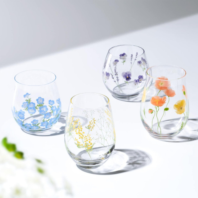 【TOYO-SASAKI】365cc對杯組（粉蝶花款） G099-T297  / 東洋佐佐木 / 日本製 / 粉蝶花 / 飲料杯 / 禮盒 