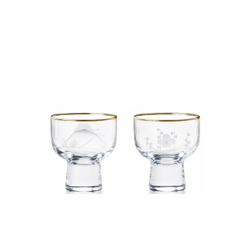 【TOYO-SASAKI】125cc富士山梅花招福杯組  G085-T236 / 東洋佐佐木 / 日本製 / 日本酒杯 / 日本酒器 / 切子 / 和風/ 日式風格 