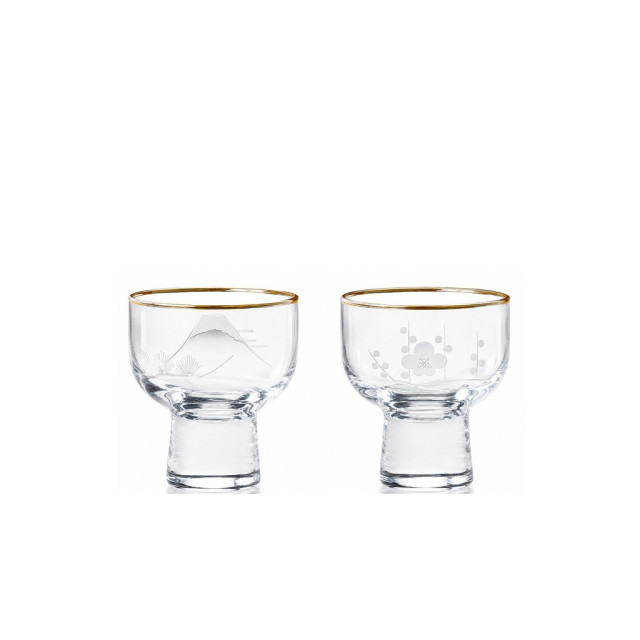 【TOYO-SASAKI】125cc富士山梅花招福杯組  G085-T236 / 東洋佐佐木 / 日本製 / 日本酒杯 / 日本酒器 / 切子 / 和風/ 日式風格 