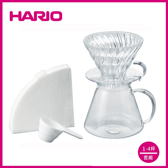 【HARIO】SIMPLY V60清透玻璃手沖組 / S-VGBK-02-T / V60手沖/ V60濾杯/ 咖啡套組/ V60咖啡壺 (贈星戰馬克杯)