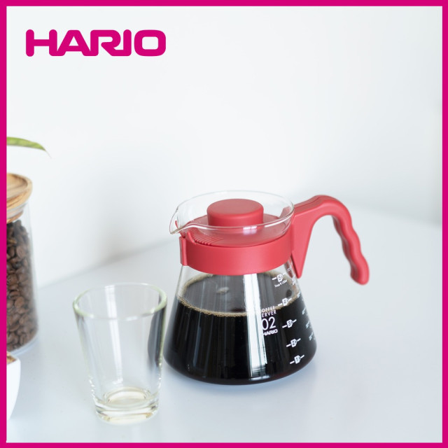 【HARIO】V60緋紅色咖啡壺02 / VCS-02-RR 2個  / V60手沖/ V60濾杯/ 咖啡套組/ V60咖啡壺 / 耐熱玻璃 / 好握咖啡壺