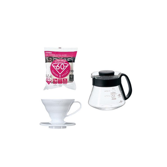 【HARIO】V60簡約01濾杯咖啡壺組/ VDX-2012B / V60手沖/ V60濾杯/ 咖啡套組/ V60咖啡壺